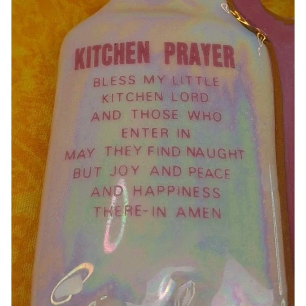 Vintage Ceramic Kitchen Prayer My House Poetry Floral Las Vegas Spoon‎ Rest